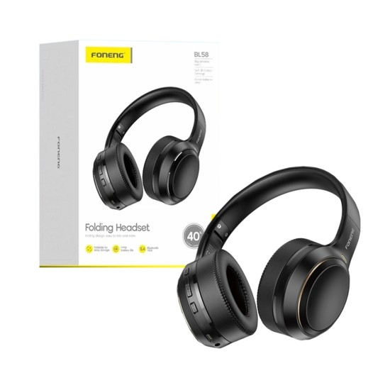 Fones de Ouvido sem Fio Dobráveis ​​Foneng BL58 Preto